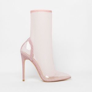 Brand new baby pink clear fishnet heels (NEW)